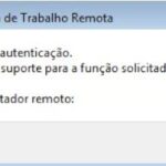 Erro de autenticação RDP: Não há suporte para a função solicitada
