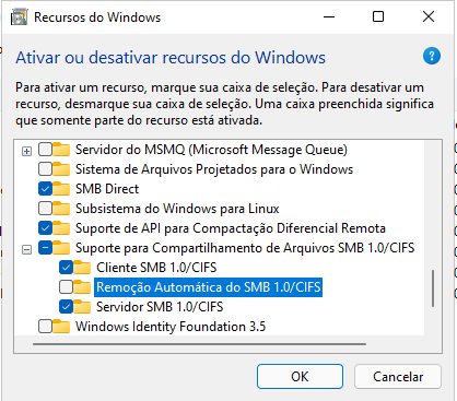 ativar SMB1 no Windows 10 Windows 11