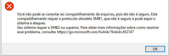 sistema requer erro SMB2" no Windows 10