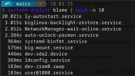 Otimizar inicialização BigLinux